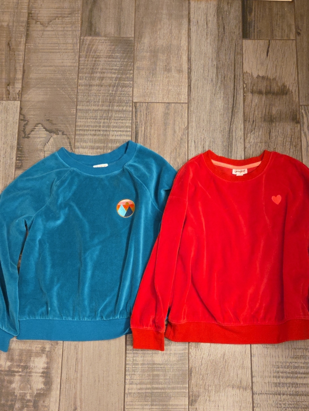 Cat & Jack Velvet Sweatshirt Duo in Blue and Red